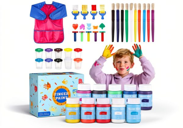 TMOL Washable Finger Paint Non Toxic Kids Art Set Colors-0