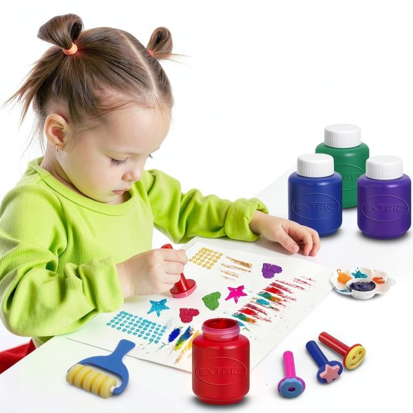 EXTRIC Kids Finger Paint Set Washable Non Toxic Colors-5