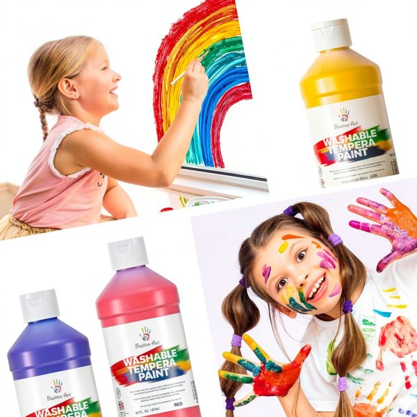 Positive Art Kids Finger Paint Non Toxic Washable Tempera-5