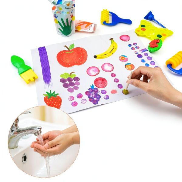 KOVIEDE Kids Finger Paint Kit Washable Art Supplies 38 Piece-4