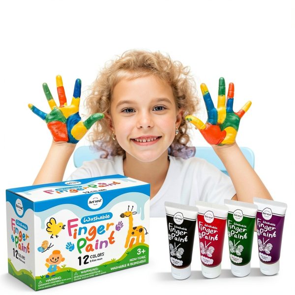 Art+soul Finger Paint Washable Non Toxic 12 Colors Kids-3