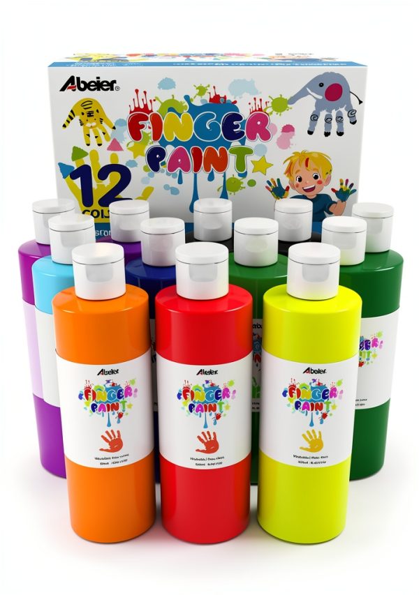 ABEIER Kids Finger Paint Non Toxic Washable 12 Colors-0