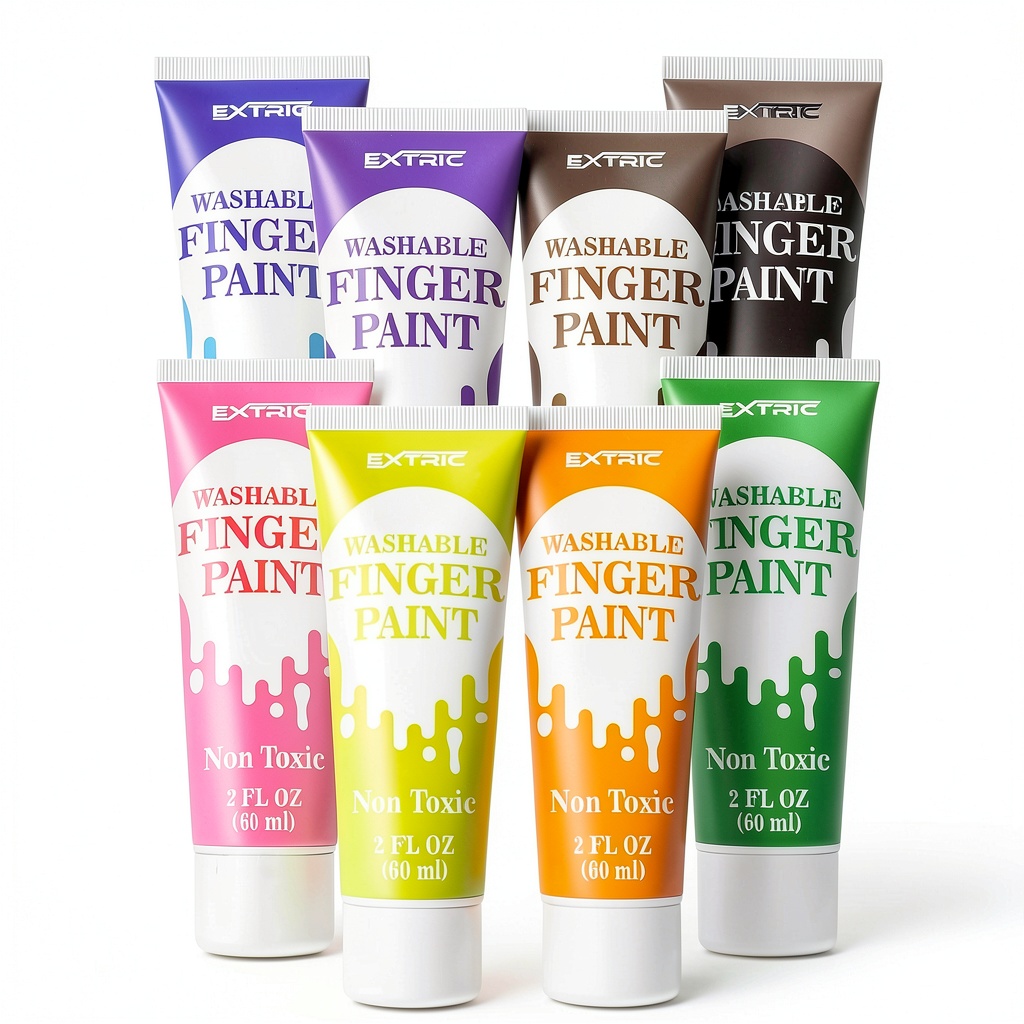 EXTRIC Kids Finger Paint set showing vibrant multicolor tubes