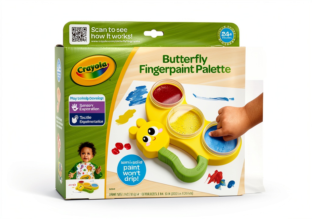 Crayola Butterfly Fingerpaint Palette showing paint pots and sheets