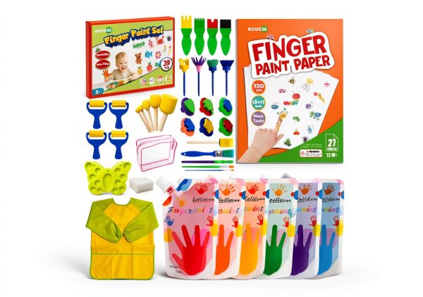KOVIEDE Kids Finger Paint Kit Washable Art Supplies 38 Piece-0