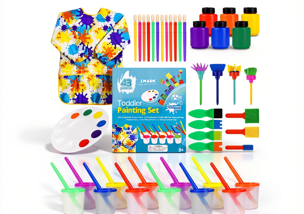 'J Mark Kids Paint Set with vibrant colors and spill-proof cups'
